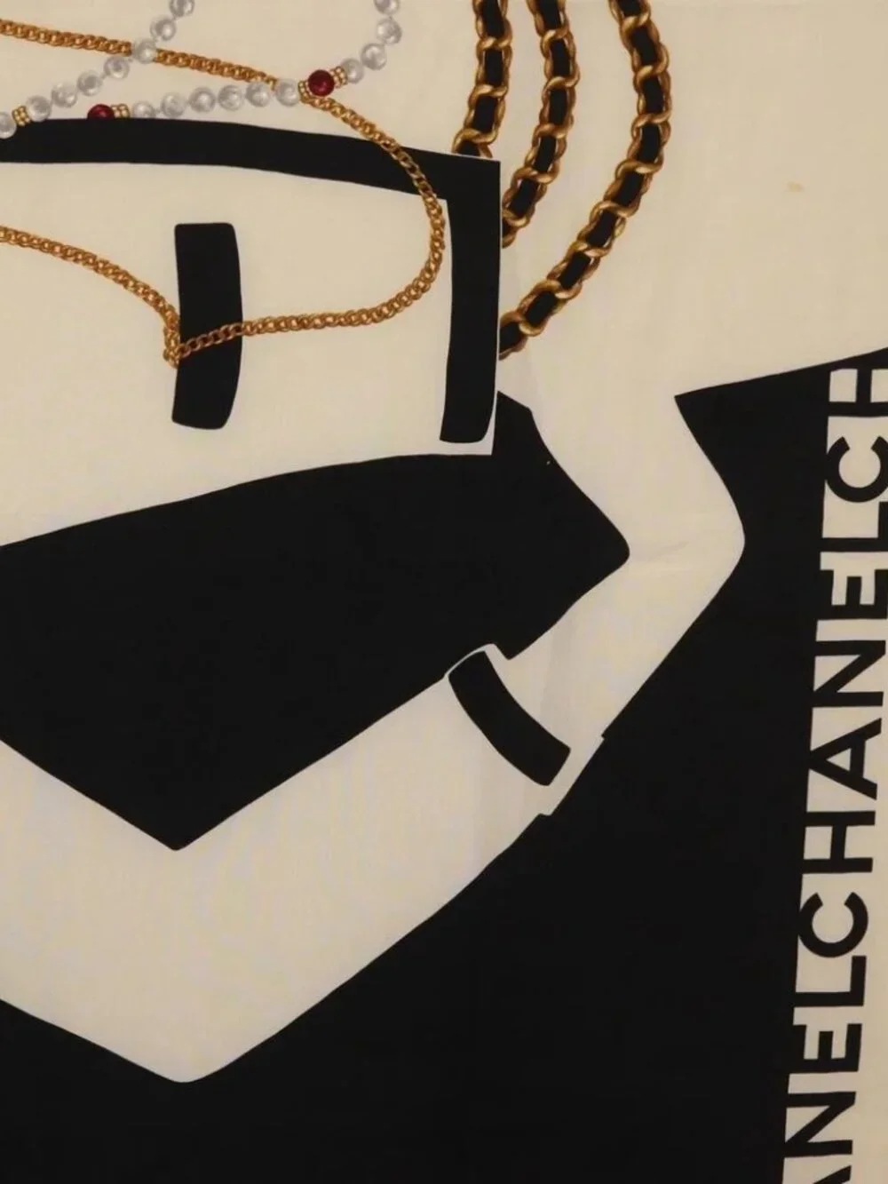 CHANEL Scarf Silk Black CC Auth BA12630
